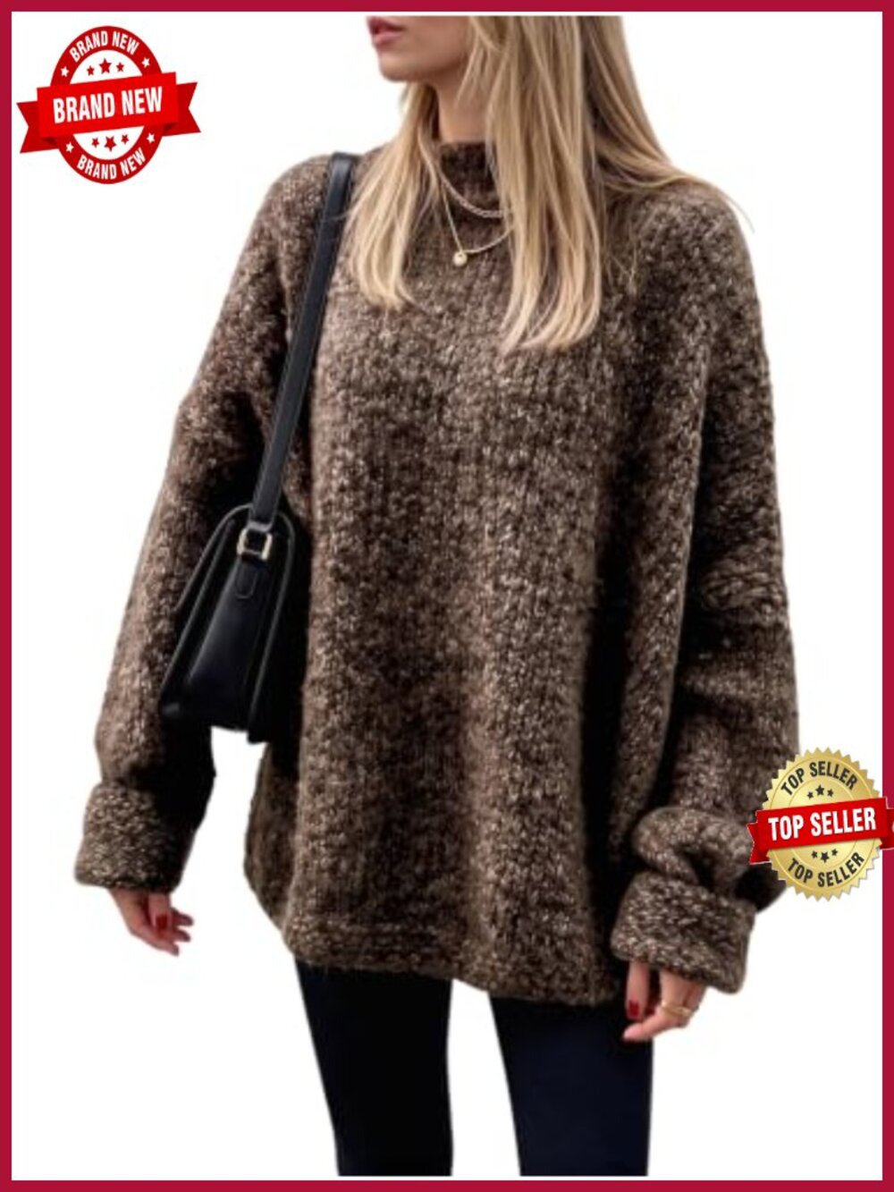 Oversized Fuzzy Tunic Sweater Chunky Knit Long Sleeve Pullover